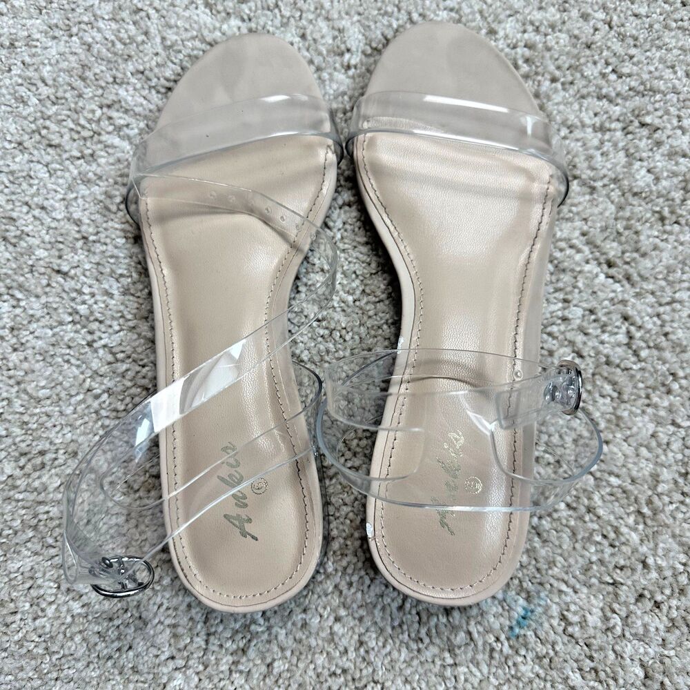 Ankis Clear Ankle Strap Dress Sandals Womens 6 Low Heel